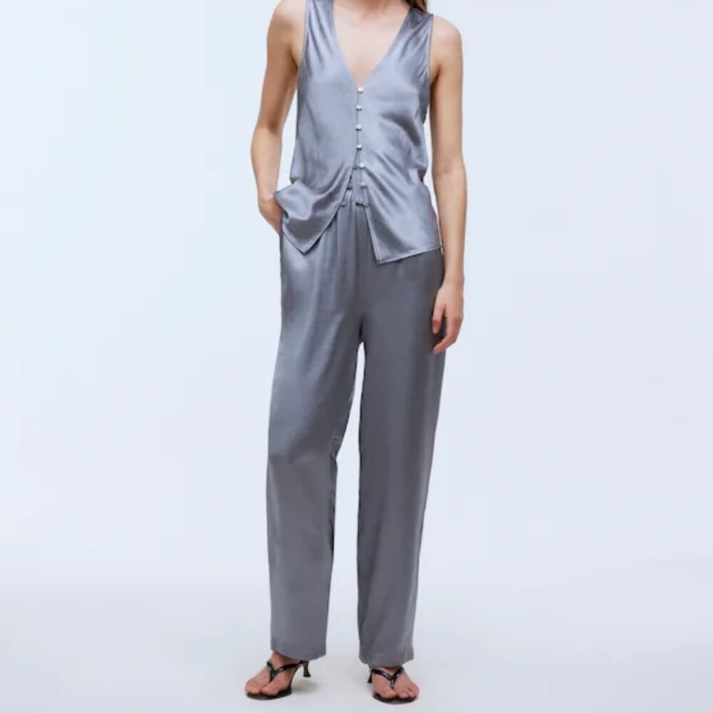 Blue-grey Madewell Satin Pants Size Large